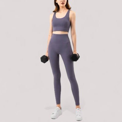 Combinaison Sport Femme - WomenFitnessSet™ - Mauve Gris