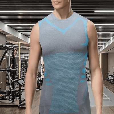 Haut de Compression - GymSleevelessShirt™ - Gris Néon